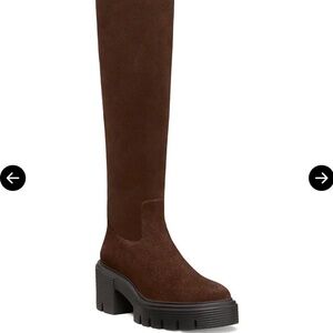 Stuart Weitzman Women’s Soho Boots US 8 B, Knee High Brown Suede Platform $850
